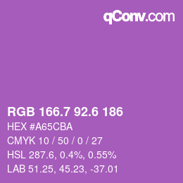 カラーコード: RGB 166.7 92.6 186 | qconv.com