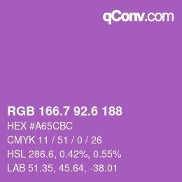 カラーコード: RGB 166.7 92.6 188 | qconv.com