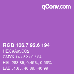 カラーコード: RGB 166.7 92.6 194 | qconv.com