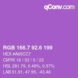 カラーコード: RGB 166.7 92.6 199 | qconv.com