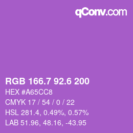 カラーコード: RGB 166.7 92.6 200 | qconv.com