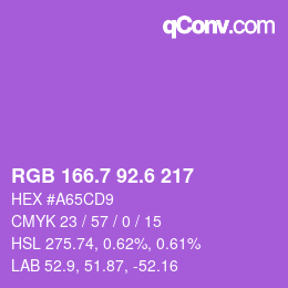カラーコード: RGB 166.7 92.6 217 | qconv.com