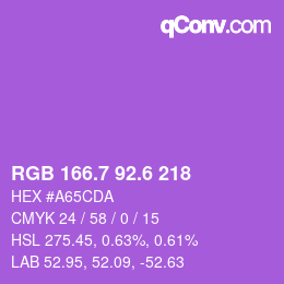 カラーコード: RGB 166.7 92.6 218 | qconv.com