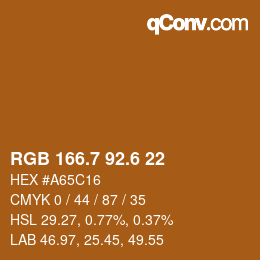 カラーコード: RGB 166.7 92.6 22 | qconv.com