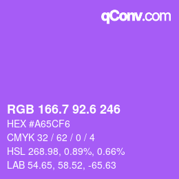カラーコード: RGB 166.7 92.6 246 | qconv.com