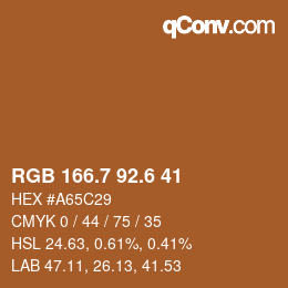 カラーコード: RGB 166.7 92.6 41 | qconv.com