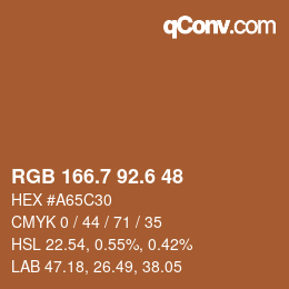 カラーコード: RGB 166.7 92.6 48 | qconv.com