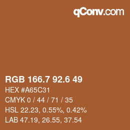 カラーコード: RGB 166.7 92.6 49 | qconv.com