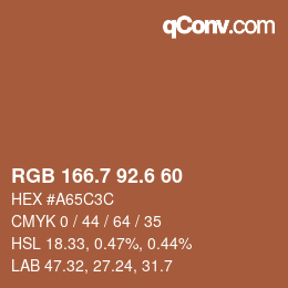 カラーコード: RGB 166.7 92.6 60 | qconv.com