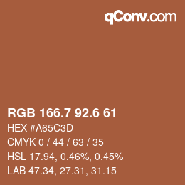 カラーコード: RGB 166.7 92.6 61 | qconv.com