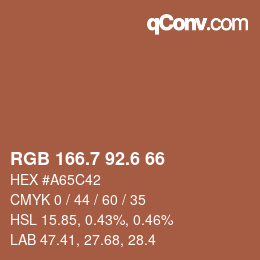 カラーコード: RGB 166.7 92.6 66 | qconv.com