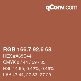 カラーコード: RGB 166.7 92.6 68 | qconv.com