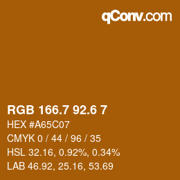 カラーコード: RGB 166.7 92.6 7 | qconv.com