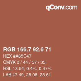 カラーコード: RGB 166.7 92.6 71 | qconv.com