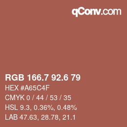 カラーコード: RGB 166.7 92.6 79 | qconv.com
