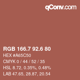 カラーコード: RGB 166.7 92.6 80 | qconv.com
