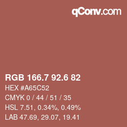カラーコード: RGB 166.7 92.6 82 | qconv.com