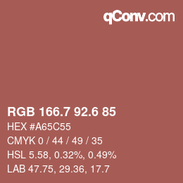 カラーコード: RGB 166.7 92.6 85 | qconv.com