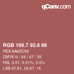 カラーコード: RGB 166.7 92.6 88 | qconv.com
