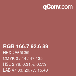 カラーコード: RGB 166.7 92.6 89 | qconv.com