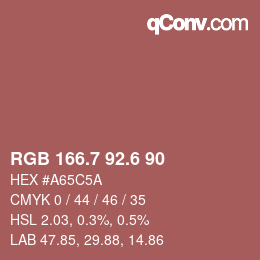 カラーコード: RGB 166.7 92.6 90 | qconv.com