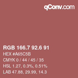カラーコード: RGB 166.7 92.6 91 | qconv.com