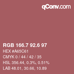 カラーコード: RGB 166.7 92.6 97 | qconv.com