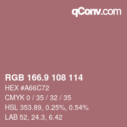 Color code: RGB 166.9 108 114 | qconv.com