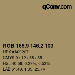 Farbcode: RGB 166.9 146.2 103 | qconv.com