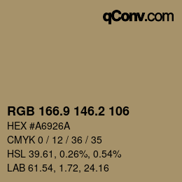 Color code: RGB 166.9 146.2 106 | qconv.com