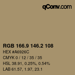 カラーコード: RGB 166.9 146.2 108 | qconv.com