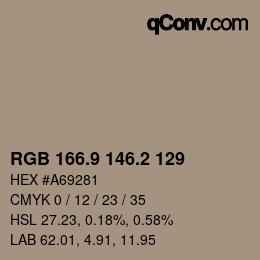 カラーコード: RGB 166.9 146.2 129 | qconv.com