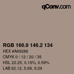 Color code: RGB 166.9 146.2 134 | qconv.com