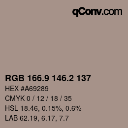 Color code: RGB 166.9 146.2 137 | qconv.com