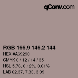カラーコード: RGB 166.9 146.2 144 | qconv.com
