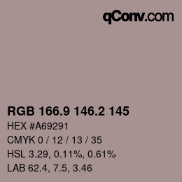 Color code: RGB 166.9 146.2 145 | qconv.com