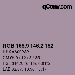 Color code: RGB 166.9 146.2 162 | qconv.com