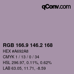 Color code: RGB 166.9 146.2 168 | qconv.com