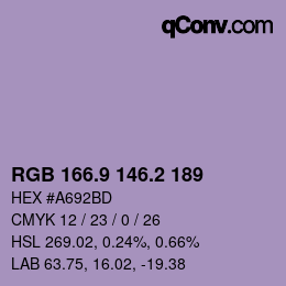 Color code: RGB 166.9 146.2 189 | qconv.com