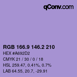 カラーコード: RGB 166.9 146.2 210 | qconv.com
