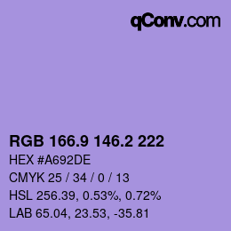 カラーコード: RGB 166.9 146.2 222 | qconv.com