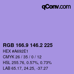 カラーコード: RGB 166.9 146.2 225 | qconv.com