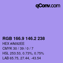 カラーコード: RGB 166.9 146.2 238 | qconv.com