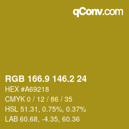 カラーコード: RGB 166.9 146.2 24 | qconv.com