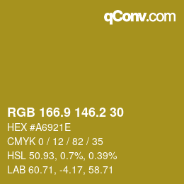 カラーコード: RGB 166.9 146.2 30 | qconv.com