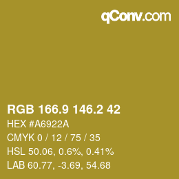 カラーコード: RGB 166.9 146.2 42 | qconv.com