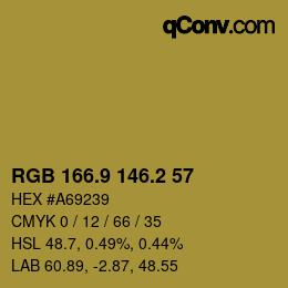 カラーコード: RGB 166.9 146.2 57 | qconv.com