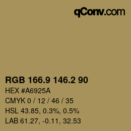 カラーコード: RGB 166.9 146.2 90 | qconv.com