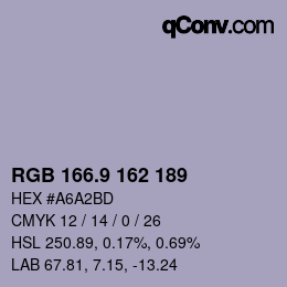 Color code: RGB 166.9 162 189 | qconv.com