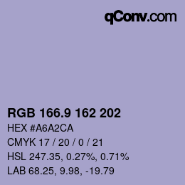 カラーコード: RGB 166.9 162 202 | qconv.com